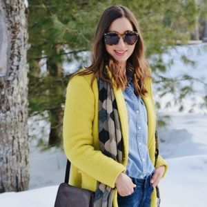 《 St. John 》 Chartreuse Herringbone Jacket